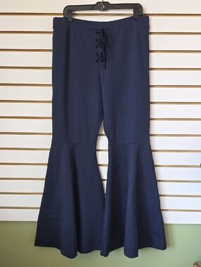 Lace-Up Flared Pants XL Navy